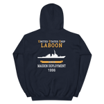 USS Laboon (DDG-58) 1996 MAIDEN DEPLOYMENT Unisex Hoodie – back view, navy