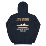 USS John S. McCain (DDG-56) 1995-96 MAIDEN DEPLOYMENT Unisex Hoodie – back view, navy