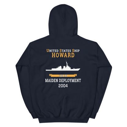 USS Howard (DDG-83) 2004 MAIDEN DEPLOYMENT Unisex Hoodie – back view, navy