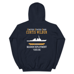 USS Curtis Wilbur (DDG-54) 1995-96 MAIDEN DEPLOYMENT Unisex Hoodie – back view, navy