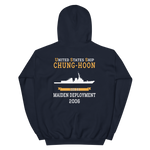 USS Chung-Hoon (DDG-93) 2006 MAIDEN DEPLOYMENT Unisex Hoodie – back view, navy