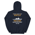 USS Benfold (DDG-65) 1997-98 MAIDEN DEPLOYMENT Unisex Hoodie – back view, navy