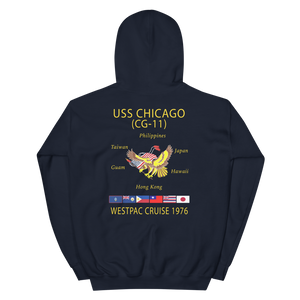 USS Chicago (CG-11) 1976 WESTPAC Cruise Hoodie – back view, navy