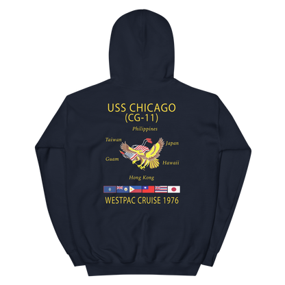 USS Chicago (CG-11) 1976 WESTPAC Cruise Hoodie – back view, navy