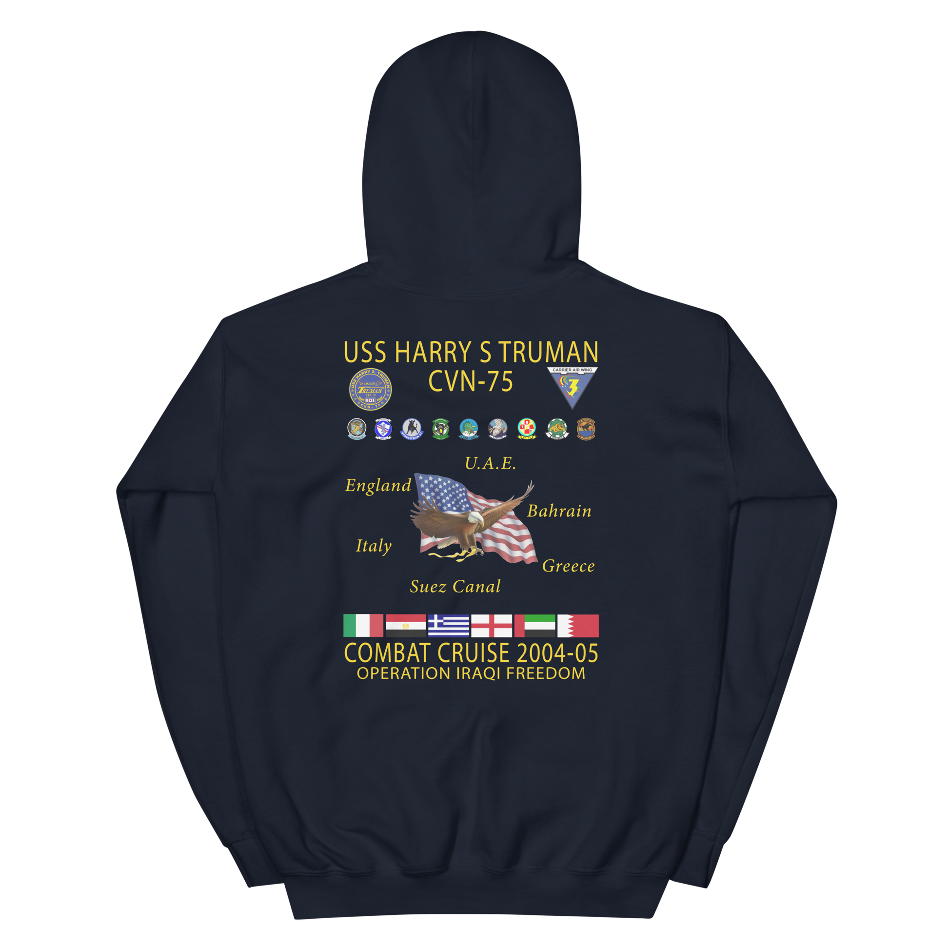 USS Harry S. Truman (CVN-75) 2004-05 Cruise Hoodie – back view, navy