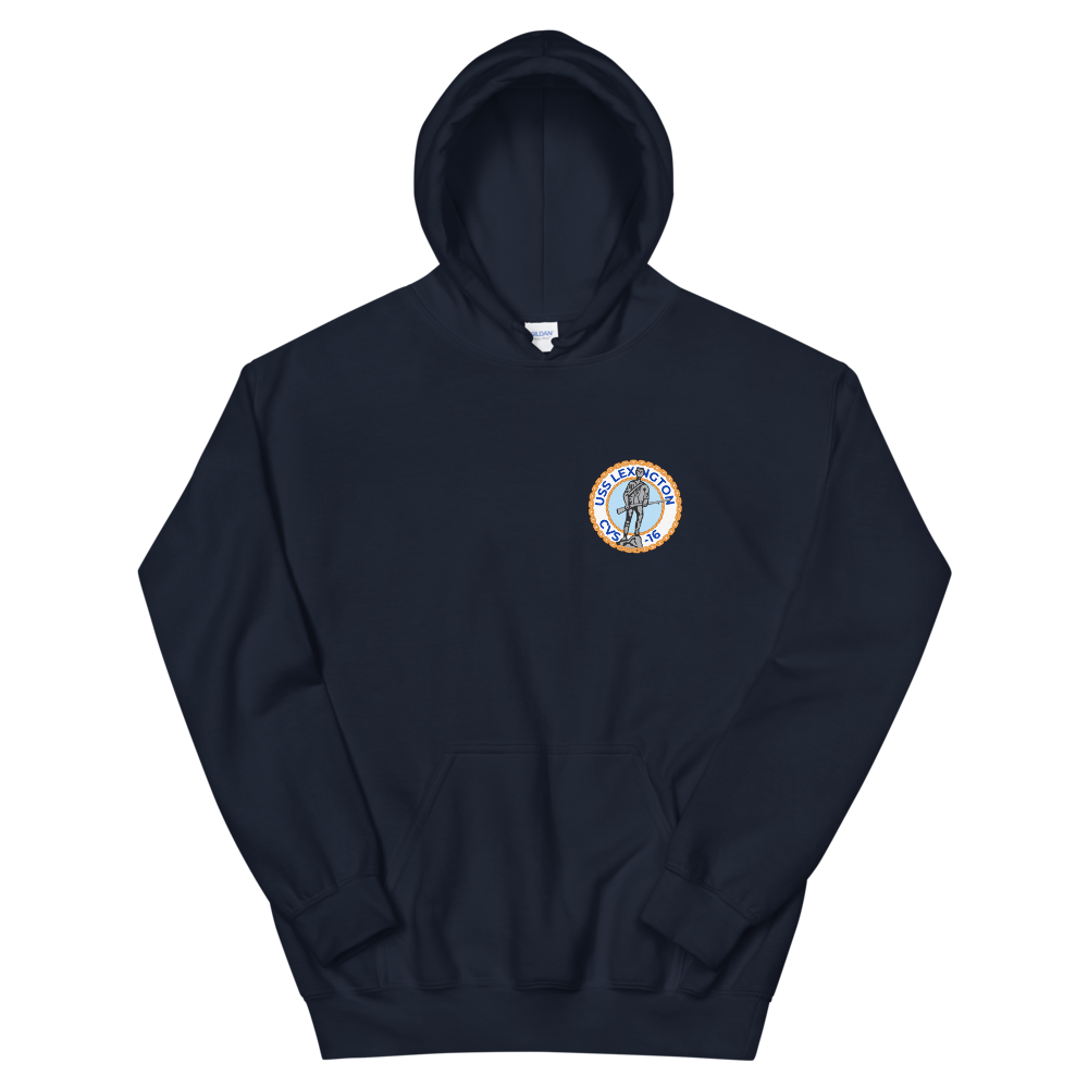 USS Lexington (CVS-16) Ship's Crest Hoodie – front view, navy