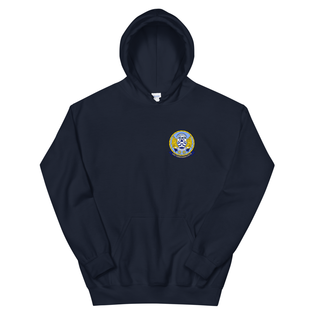 USS Yorktown (CVS-10) Ship's Crest Hoodie – front view, navy