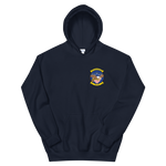 VFA-122 Flying Eagles Squadron Crest Unisex Hoodie – front view, navy