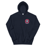 HSC-28 Dragon Whales Squadron Crest Unisex Hoodie – front view, navy