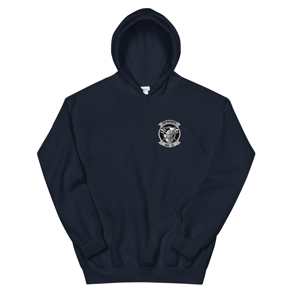 HSC-22 Sea Knights Squadron Crest Unisex Hoodie – front view, navy