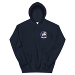 HSC-26 Chargers Squadron Crest Unisex Hoodie – front view, navy