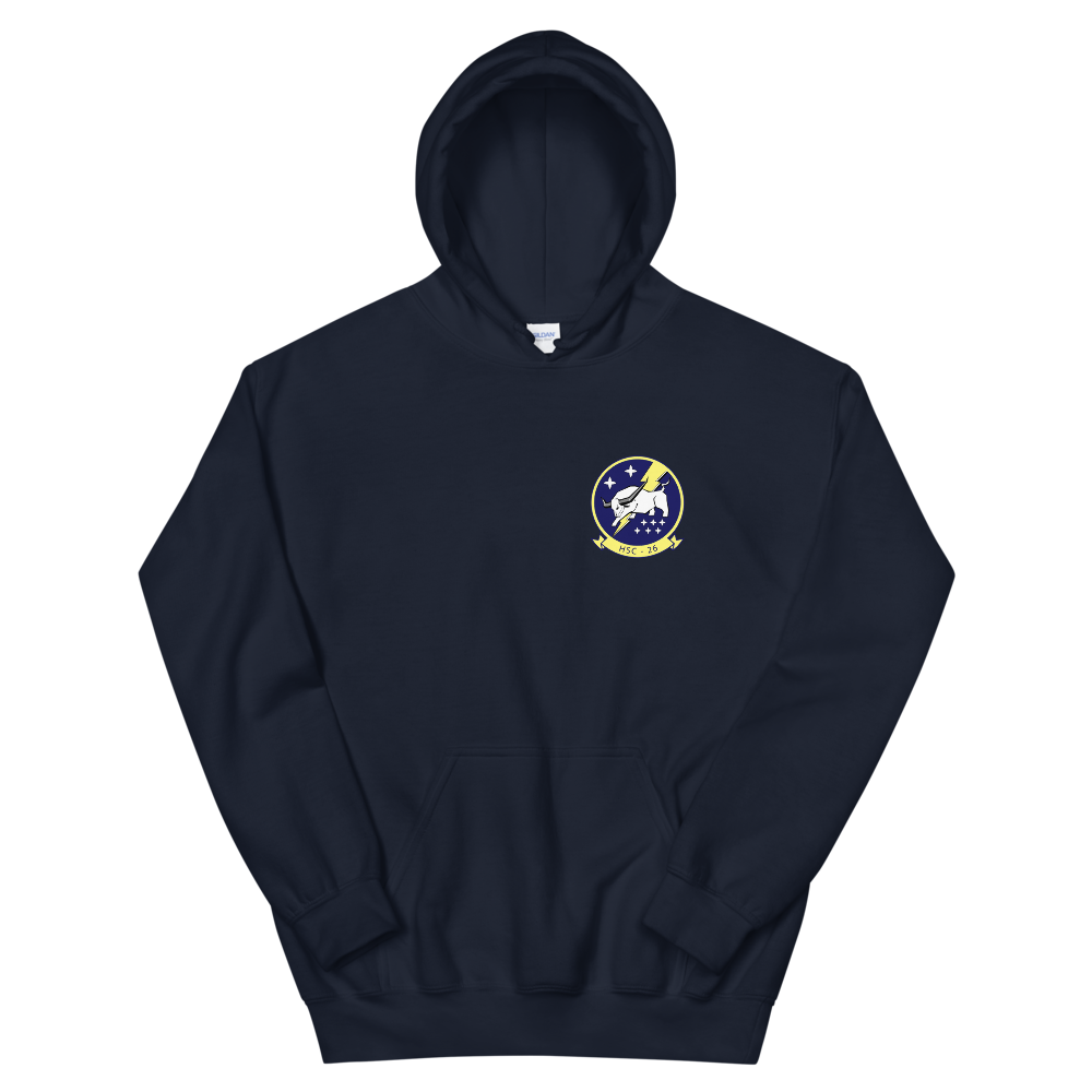 HSC-26 Chargers Squadron Crest Unisex Hoodie – front view, navy