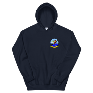 HM-14 The Vanguard Squadron Crest Unisex Hoodie – front view, navy