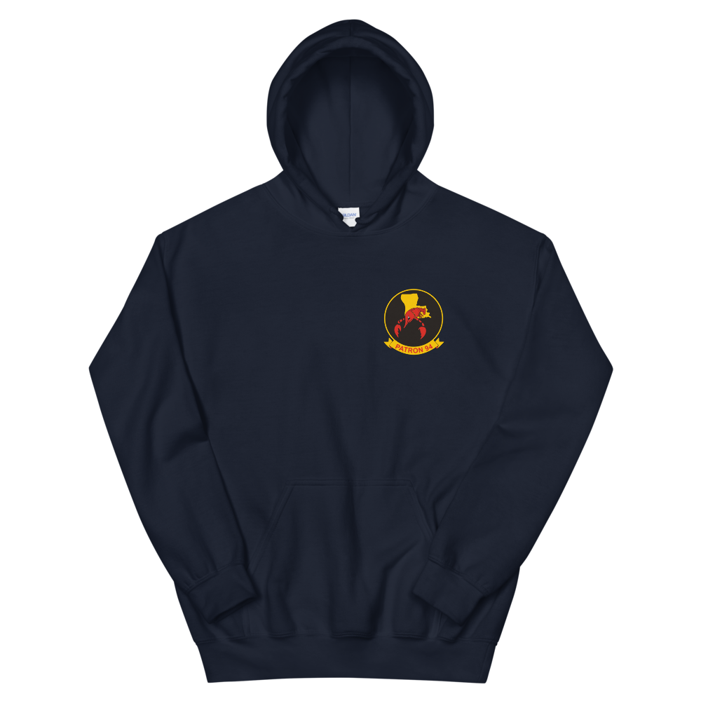 VP-94 Crawfisher's Squadron Crest Hoodie – front view, navy