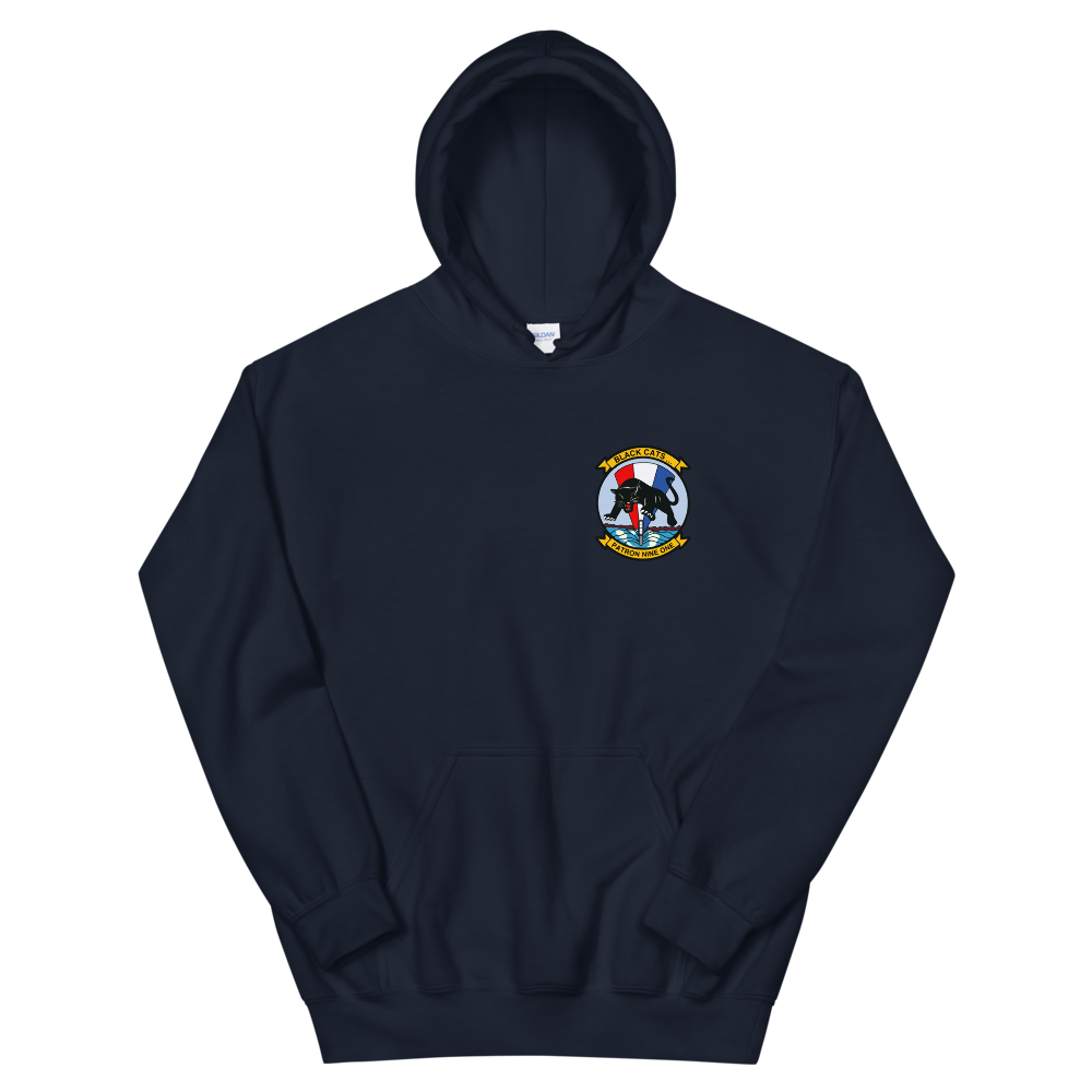 VP-91 Blackcats Squadron Crest Hoodie – front view, navy