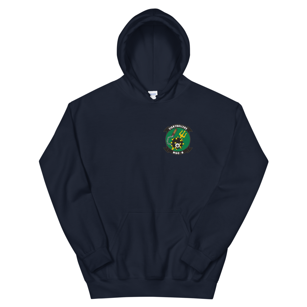 HSC-8 Eightballers Squadron Crest Hoodie – front view, navy