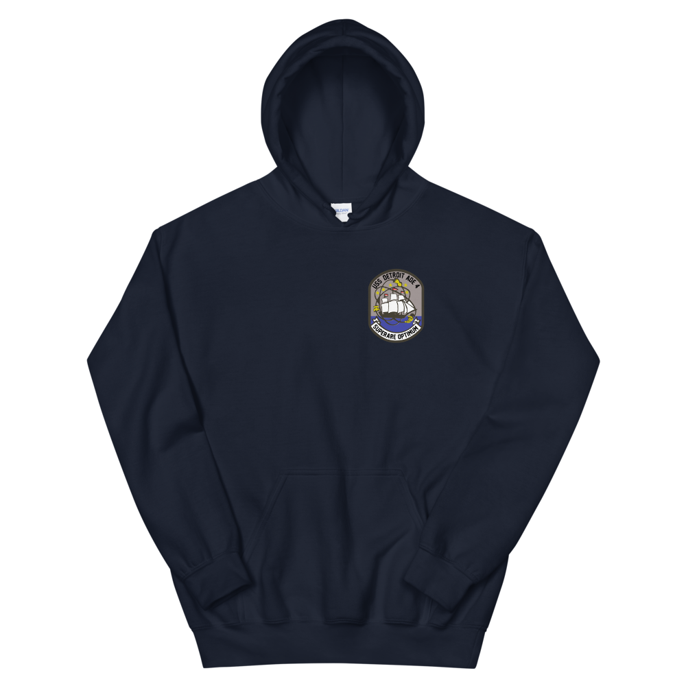 USS Detroit (AOE-4) 1983 Med Cruise Hoodie – front view, navy