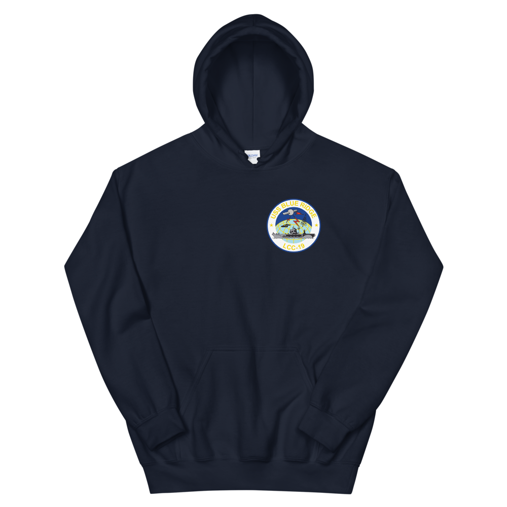 USS Blue Ridge (LCC-19) 1990-91 ODS/S Cruise Hoodie – front view, navy