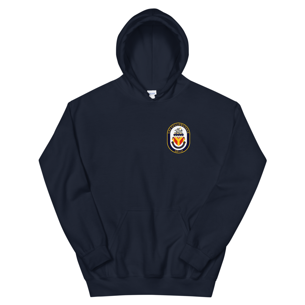 USS Yellowstone (AD-41) 1990-91 ODS/S Cruise Hoodie – front view, navy
