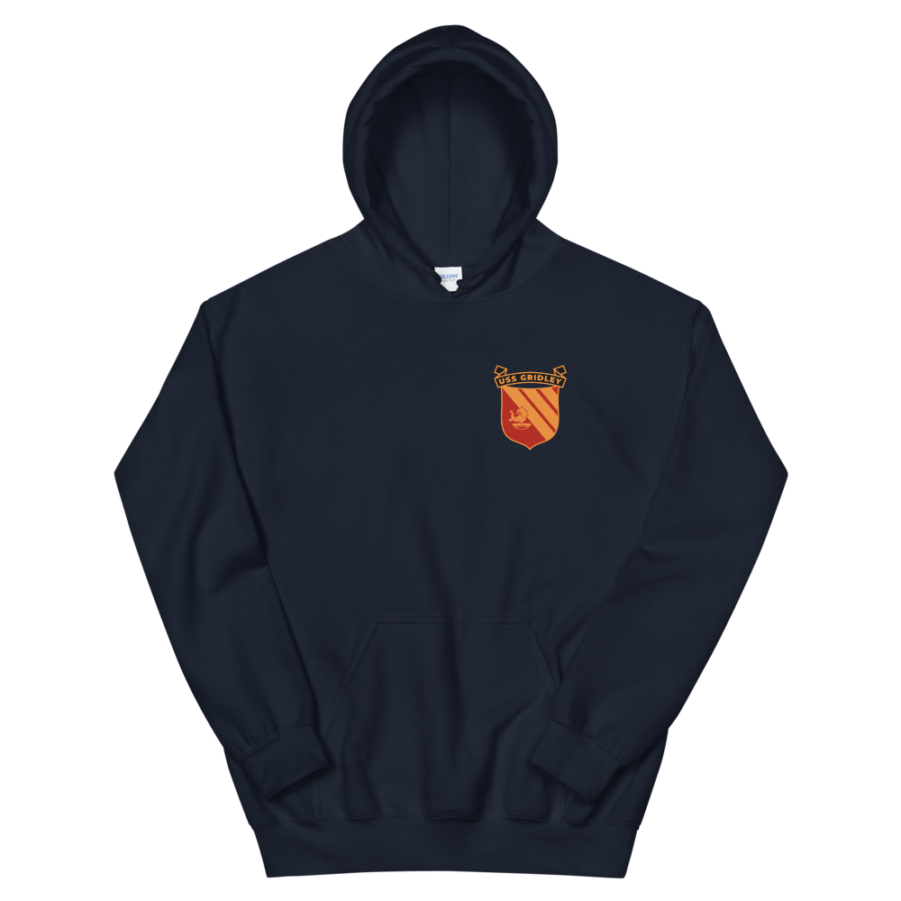 USS Gridley (CG-21) Ship's Crest Hoodie – front view, navy