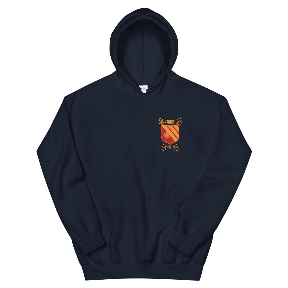 USS Gridley (DLG-21) Ship's Crest Hoodie – front view, navy