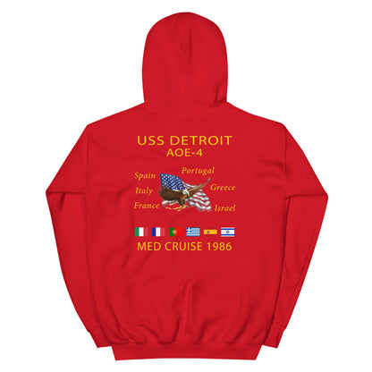 USS Detroit (AOE-4) 1986 Cruise Hoodie – red