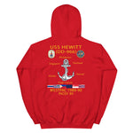 USS Hewitt (DD-966) 1989-90 Cruise Hoodie – red