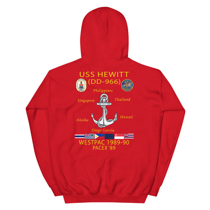 USS Hewitt (DD-966) 1989-90 Cruise Hoodie – red