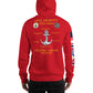 USS Hewitt (DD-966) 1989-90 Cruise Hoodie - FLAGS ON SLEEVE – red