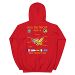 USS Detroit (AOE-4) 1983 Med Cruise Hoodie – back view, red