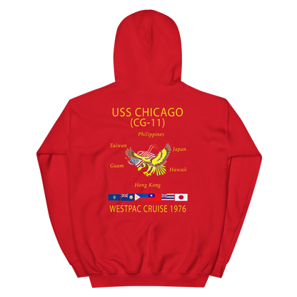 USS Chicago (CG-11) 1976 WESTPAC Cruise Hoodie – back view, red