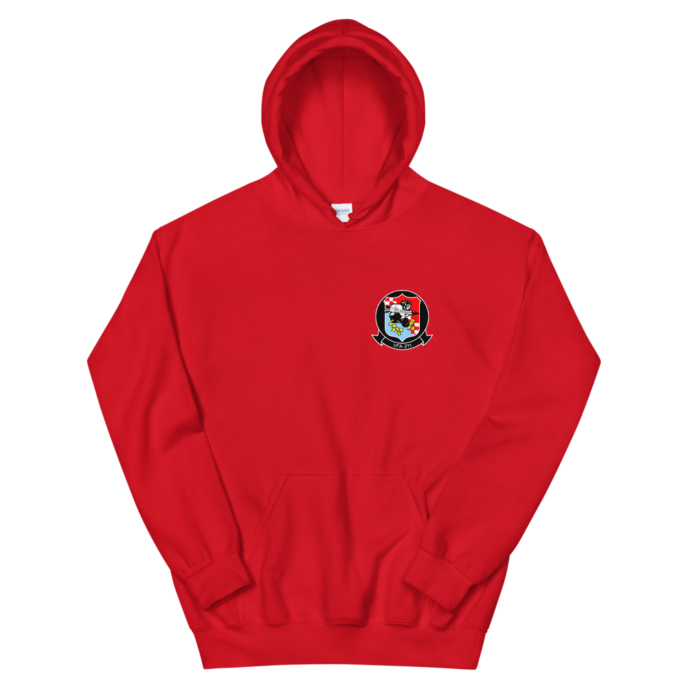 VFA-211 Checkmates Squadron Crest Unisex Hoodie – front view, red