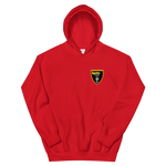 VFA-27 Royal Maces Squadron Crest Unisex Hoodie – front view, red
