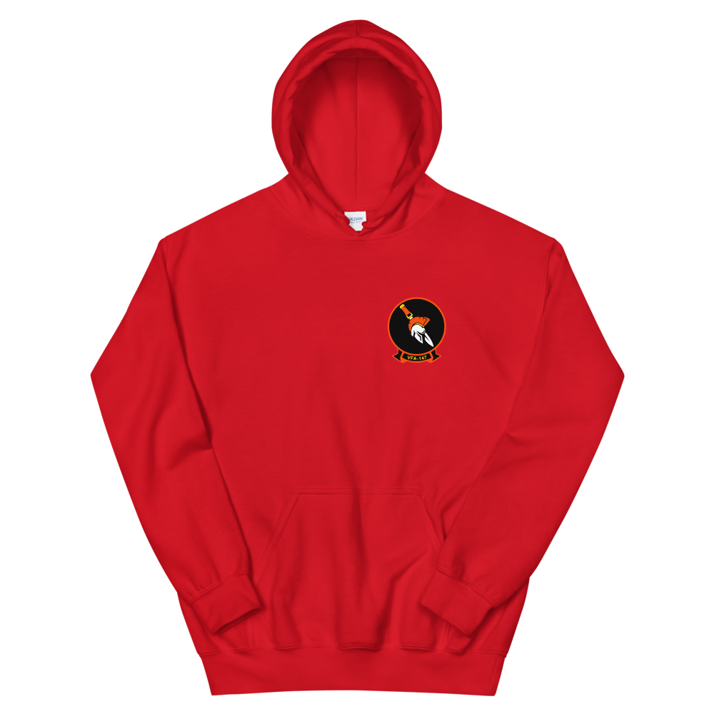 VFA-147 Argonauts Squadron Crest Unisex Hoodie – front view, red