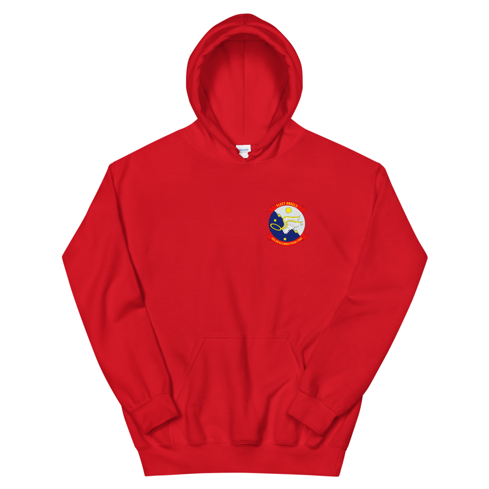 HSC-2 Fleet Angels Squadron Crest Unisex Hoodie – front view, red
