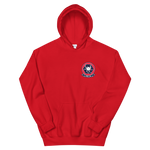 HSC-28 Dragon Whales Squadron Crest Unisex Hoodie – front view, red
