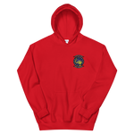HSC-12 Golden Falcons Squadron Crest Unisex Hoodie – front view, red