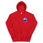 HM-14 The Vanguard Squadron Crest Unisex Hoodie – front view, red
