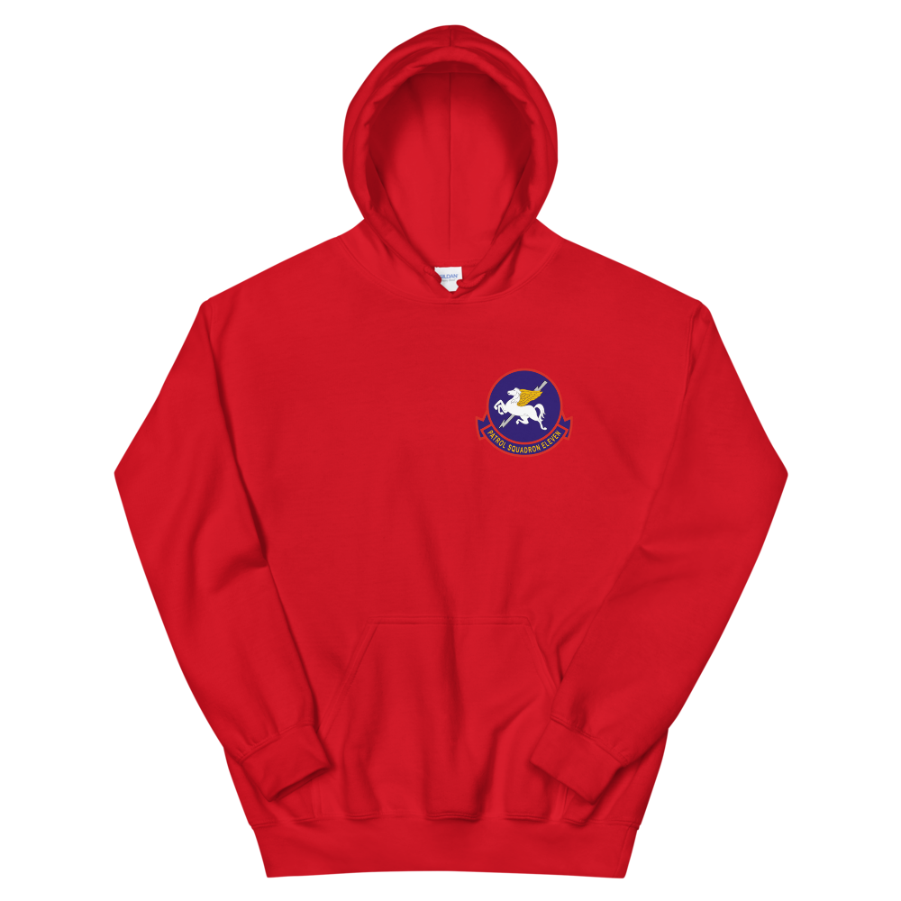 VP-11 Proud Pegasus Squadron Crest Hoodie – front view, red