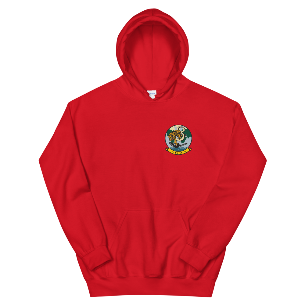 VP-8 Fighting Tigers Squadron Crest Hoodie – front view, red