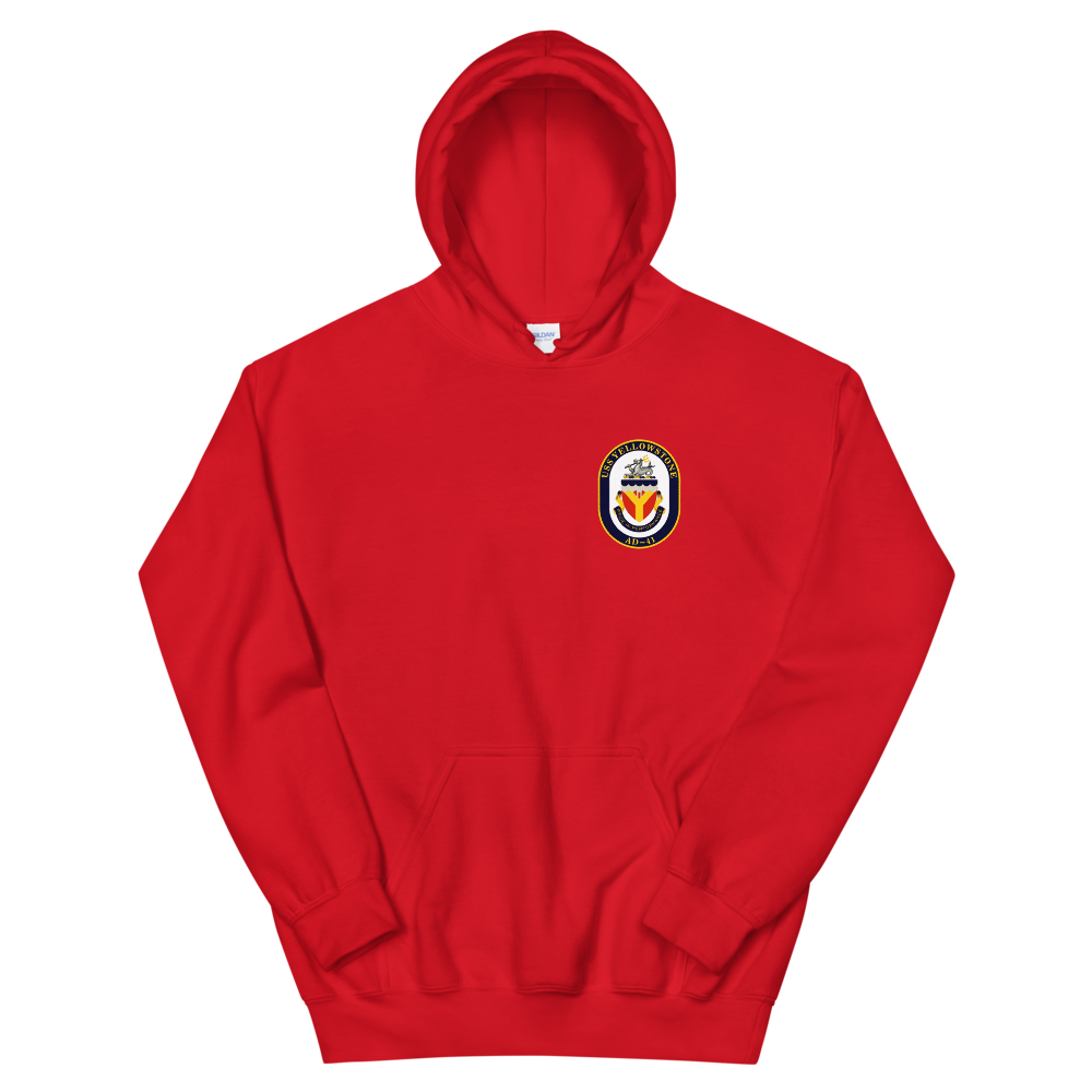 USS Yellowstone (AD-41) 1990-91 ODS/S Cruise Hoodie – front view, red