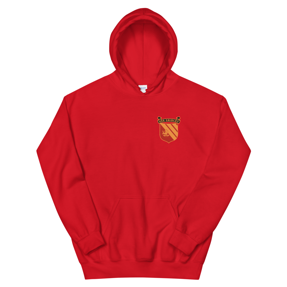 USS Gridley (CG-21) Ship's Crest Hoodie – front view, red