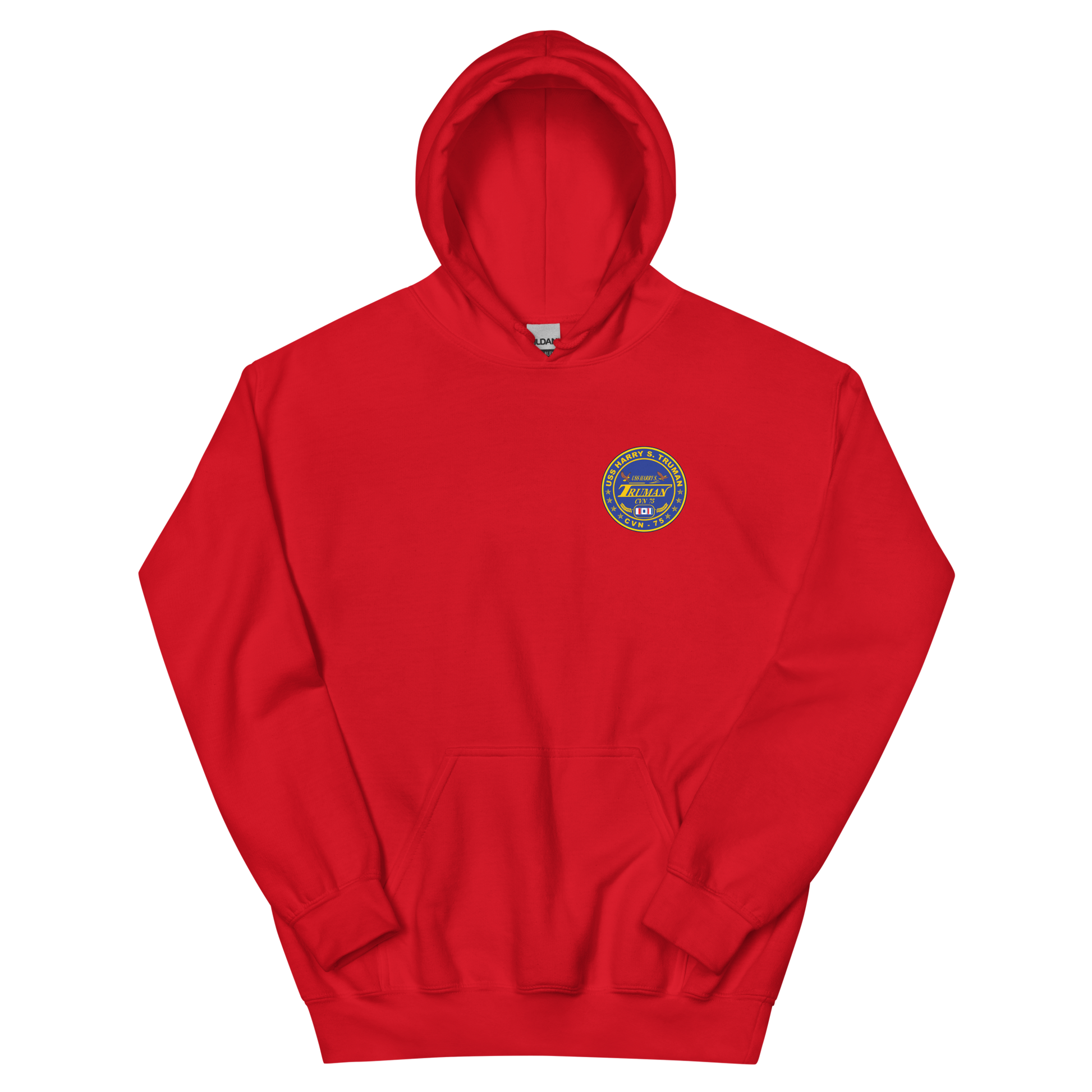 USS Harry S. Truman (CVN-75) 2004-05 Cruise Hoodie – front view, red