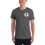 USS Lexington (CVS-16) Ship's Crest T-Shirt – front view, asphalt