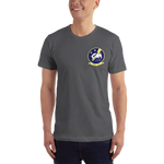 HSC-26 Chargers Squadron Crest T-Shirt – front view, asphalt