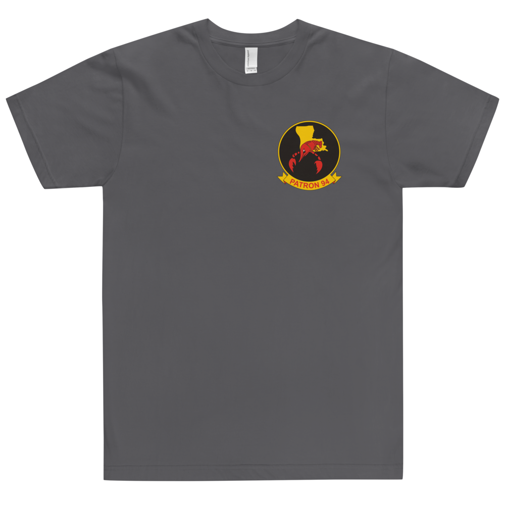 VP-94 Crawfisher's Squadron Crest T-Shirt – front view, asphalt