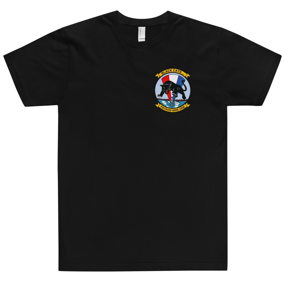 VP-91 Blackcats Squadron Crest T-Shirt – front view, black