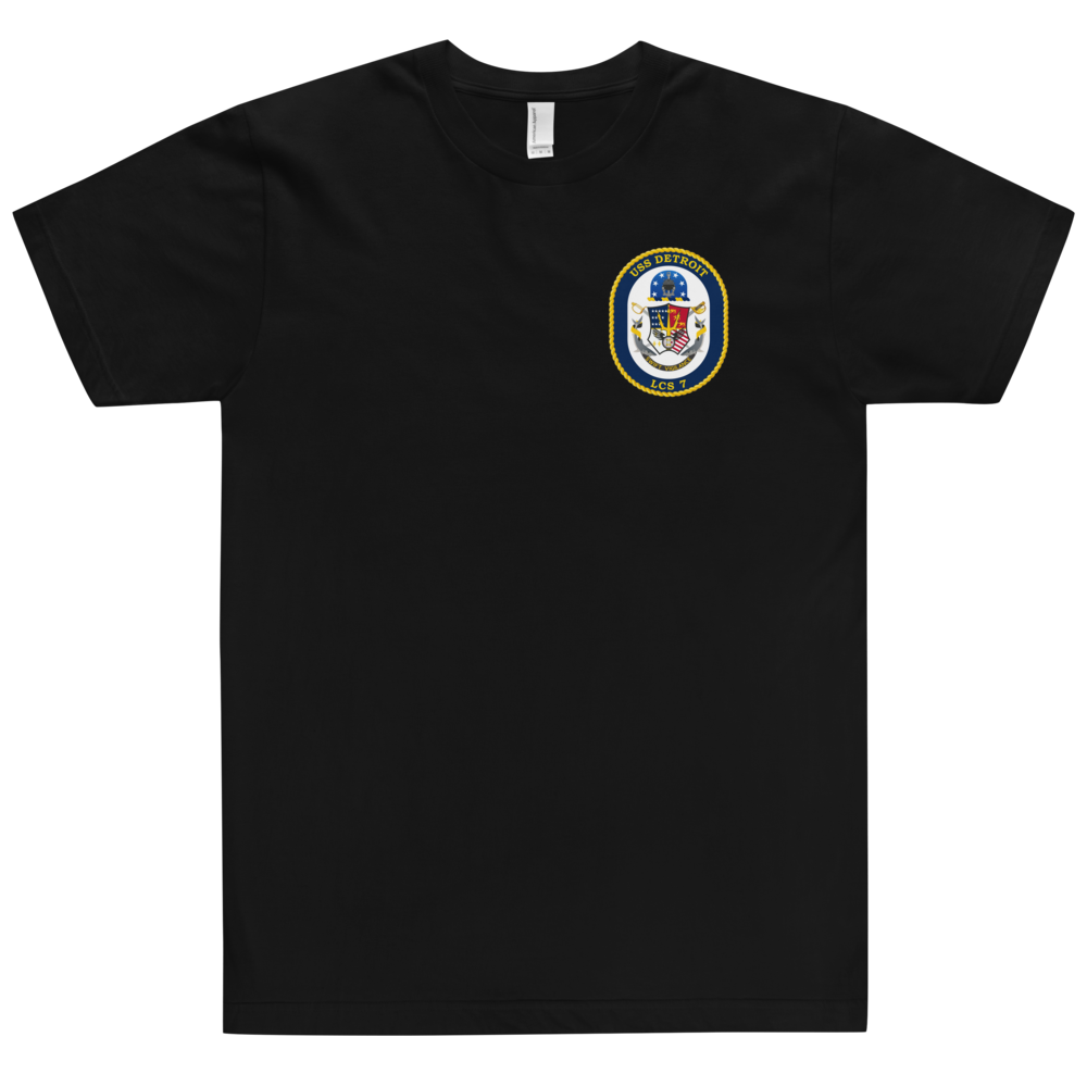 USS Detroit (LCS-7) Ship's Crest Shirt – front view, black