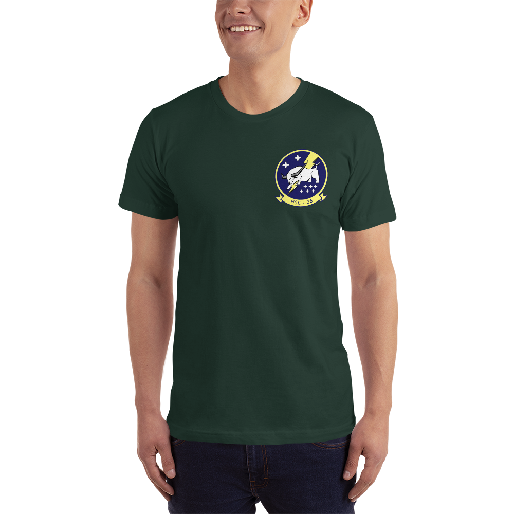 HSC-26 Chargers Squadron Crest T-Shirt – front view, forest
