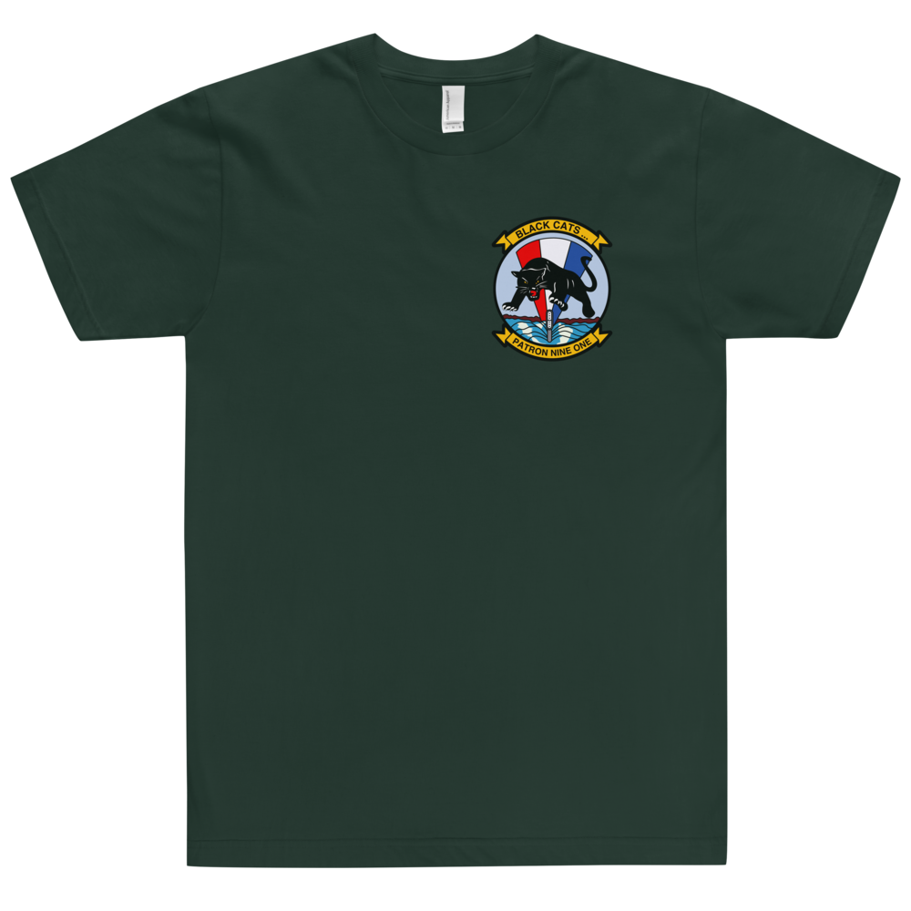 VP-91 Blackcats Squadron Crest T-Shirt – front view, forest